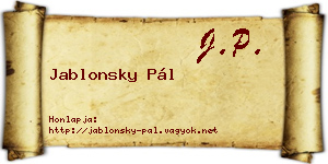 Jablonsky Pál névjegykártya